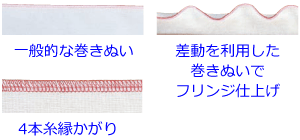 厚物も薄物も、かがりぬいも巻きぬいも